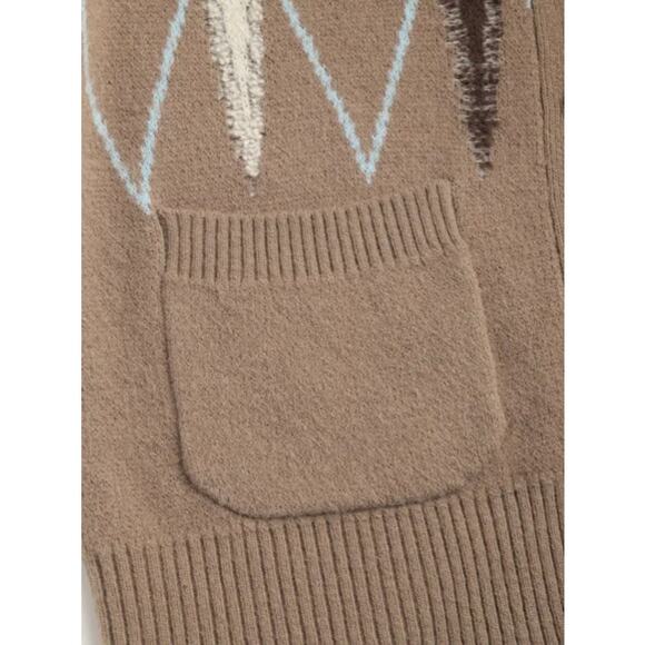 Cider Khaki Argyle Knit Grandpa Cardigan Sweater V-Neck Preppy Aesthetic M NWT - Picture 6 of 9